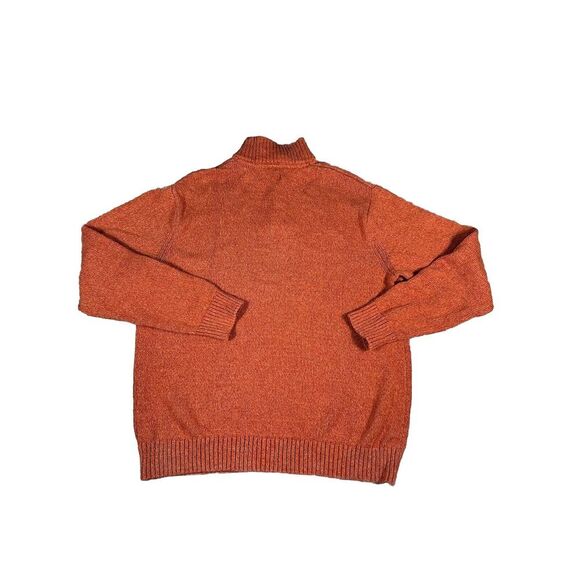 Chaps Sweater Mens Size L Orange Cotton Knit Mock Neck Faux Leather Elbow Patch - Picture 3 of 5
